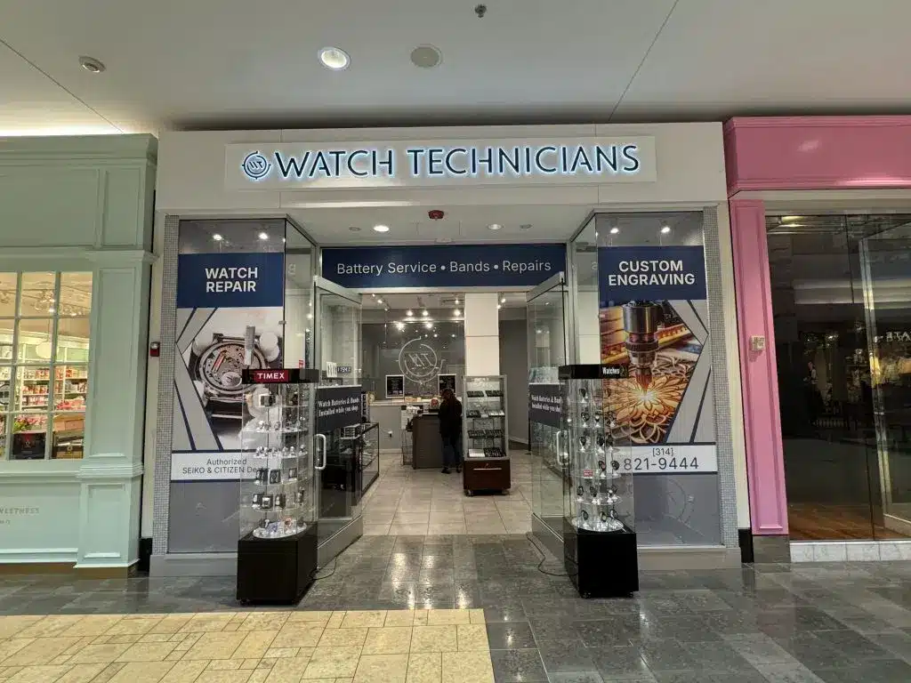 Front-view-of-Watch-Technicians-storefront-at-West-County-Mall-in-Des-Peres-MO