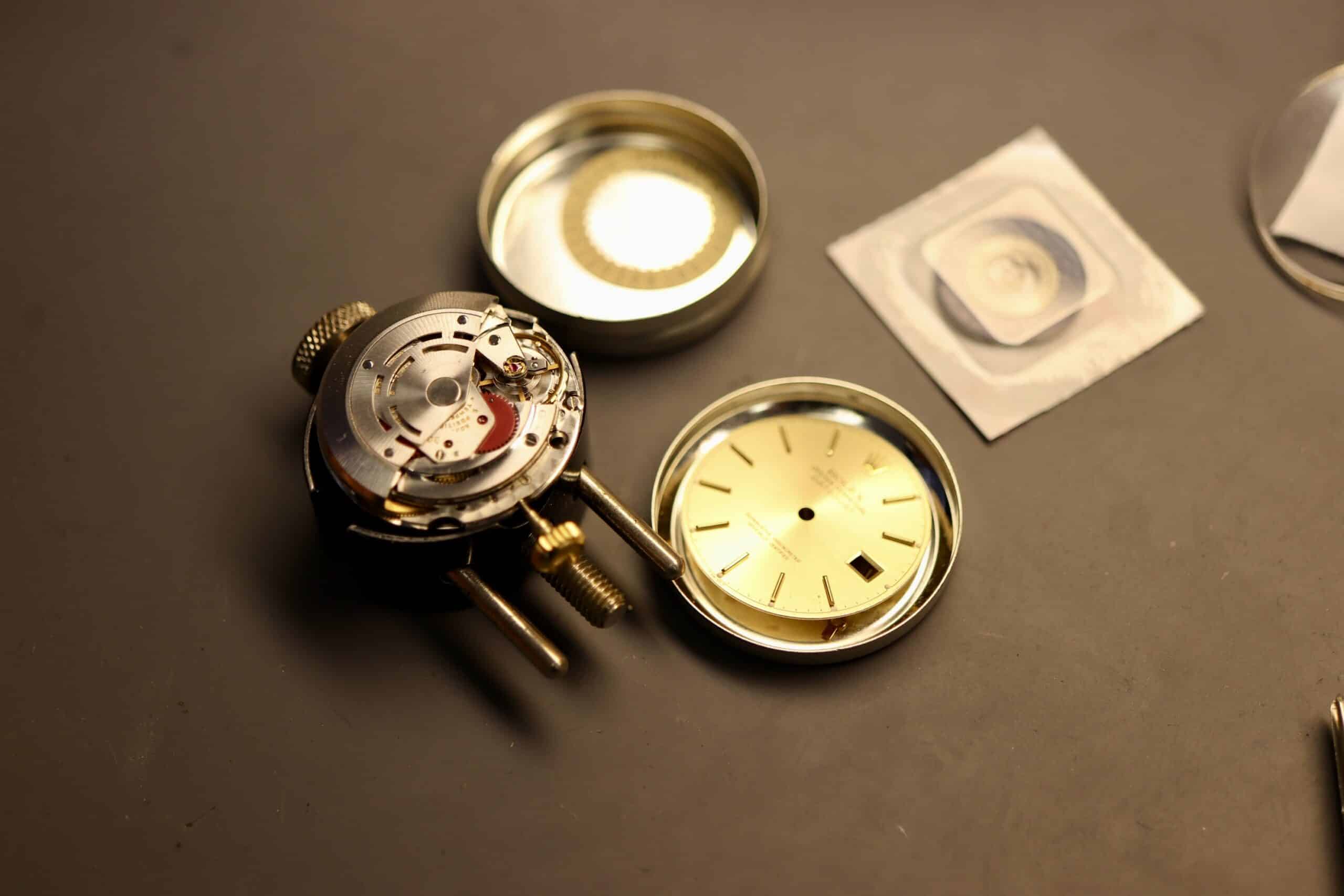 Rolex Movement Disassembled For Overhaul At Watch Technicians St. Louis Repair Shop