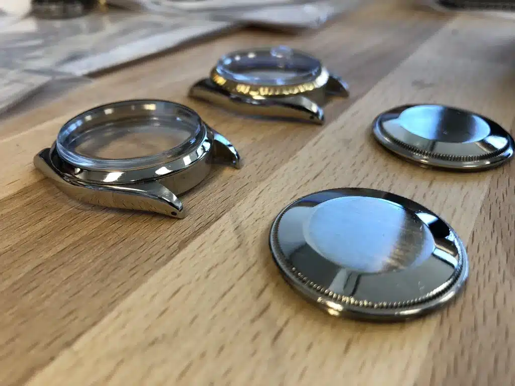 Vintage Watch Cases And Polished Case Backs After In-House Restoration At Watch Technicians Creve Coeur St. Louis